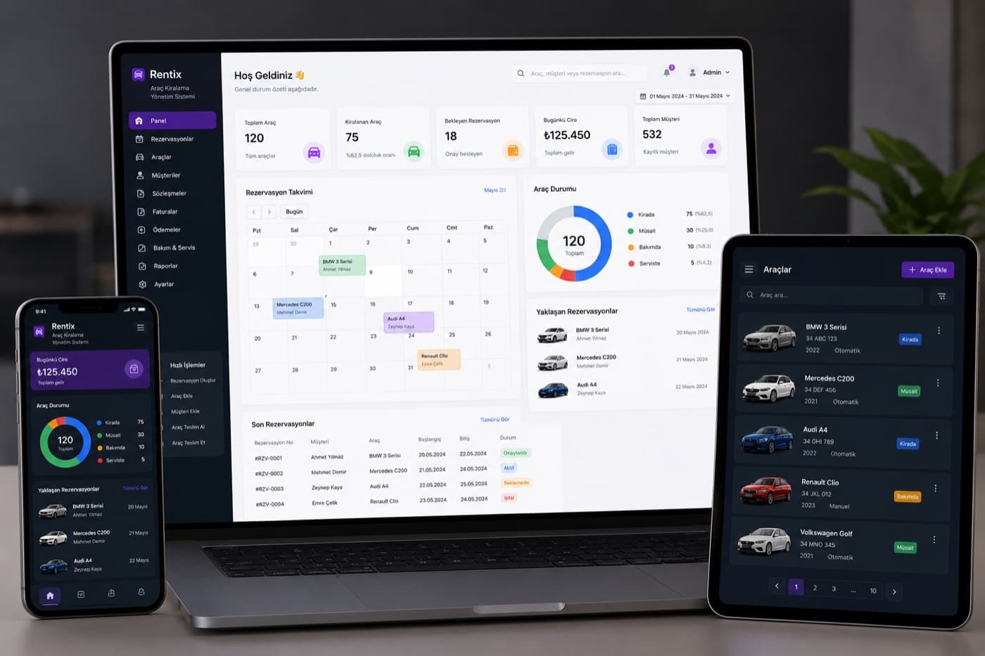Car Rental Management System interface